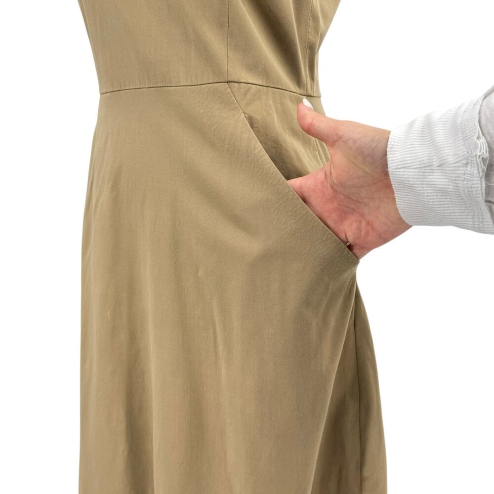 Theory Sz 8 Vintage Y2K Tan Brown Solid Sleeveless Stretch Academia Sheath Dress - Picture 7 of 12